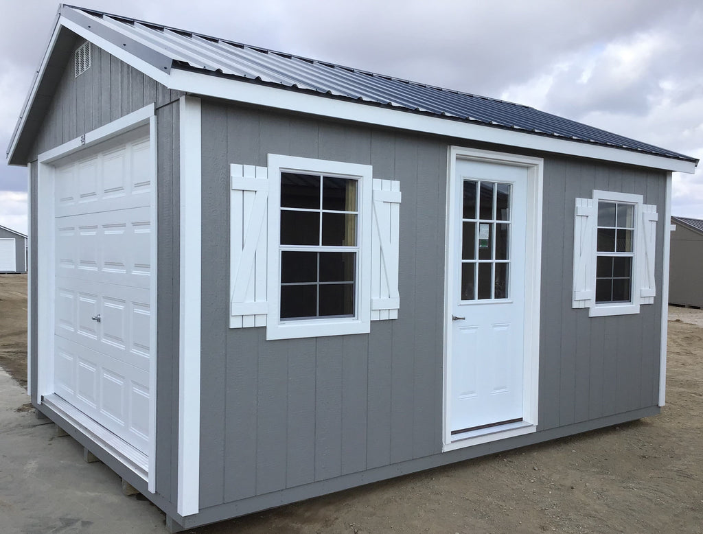 12X16 Farm Garage Storage Package With Wood Panel Siding Located in Delano Minnesota