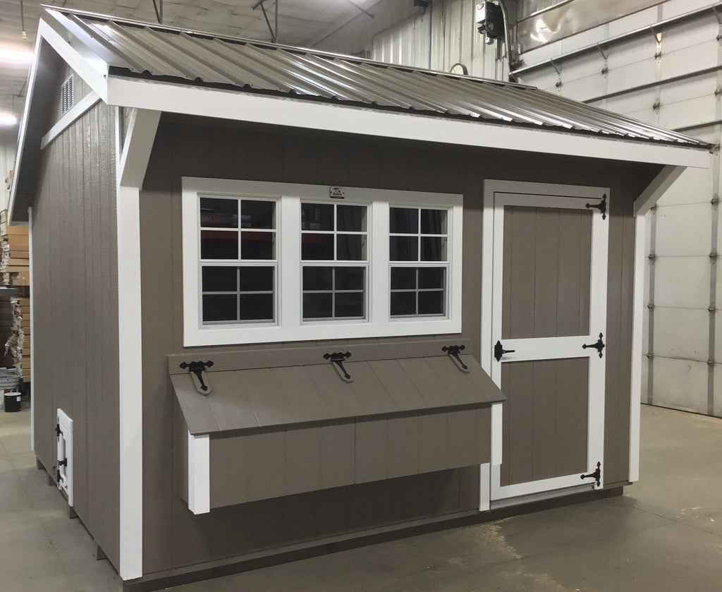 10X12 Free Range Coop With Wood Panel Siding Located in Madison South Dakota