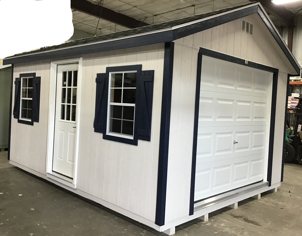 12X16 Farm Garage Storage Package With Wood Panel Siding Located in Byron Minnesota