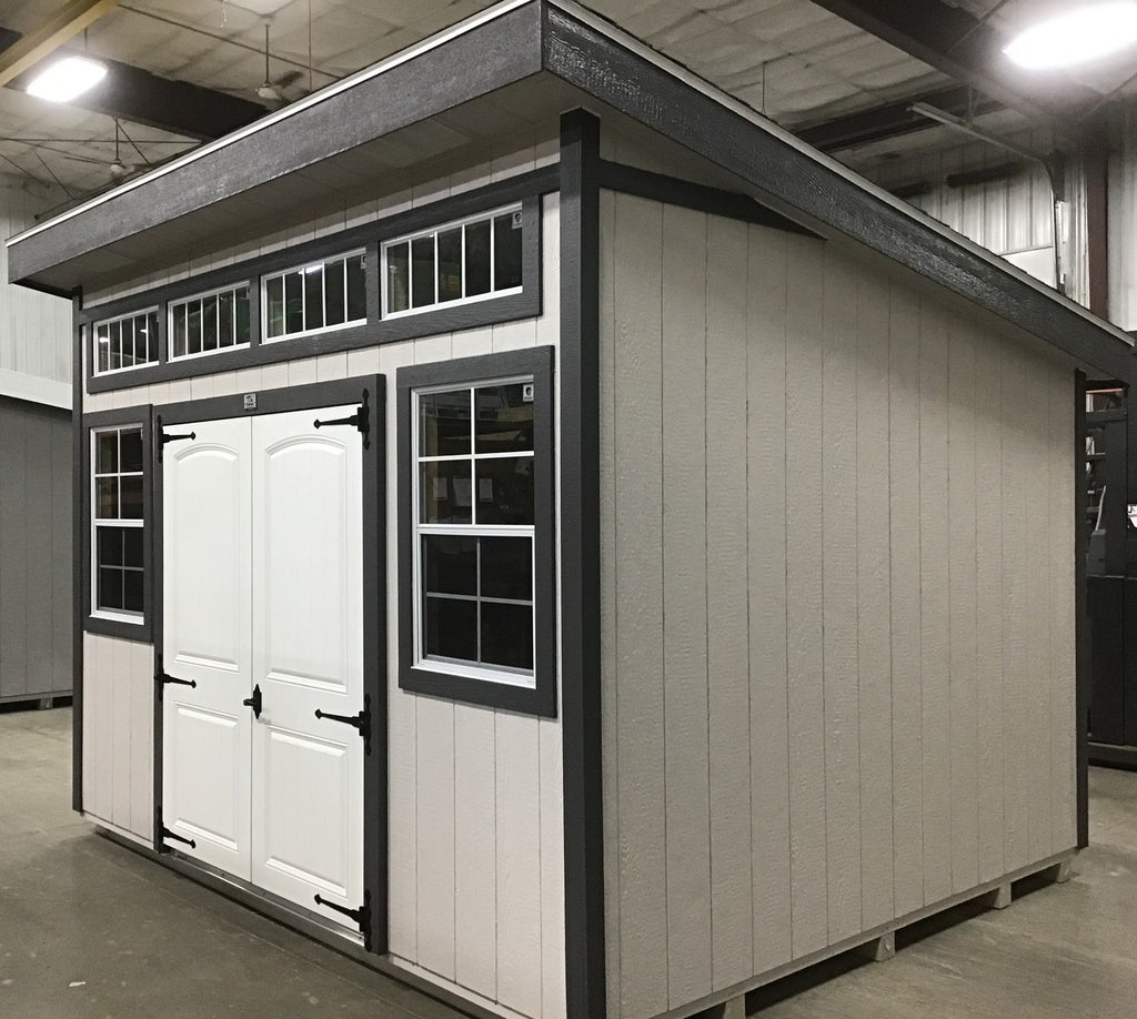 10X12 Modern Backyard Shed Package With Wood Panel Siding Located in Milbank South Dakota