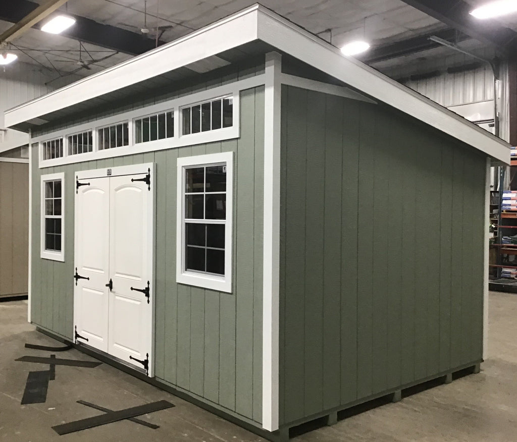 10X16 Modern Backyard Shed Package With Wood Panel Siding Located in Milbank South Dakota