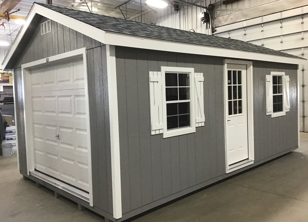 12X20 Farm Garage Storage Package With Wood Panel Siding Located in Aberdeen South Dakota