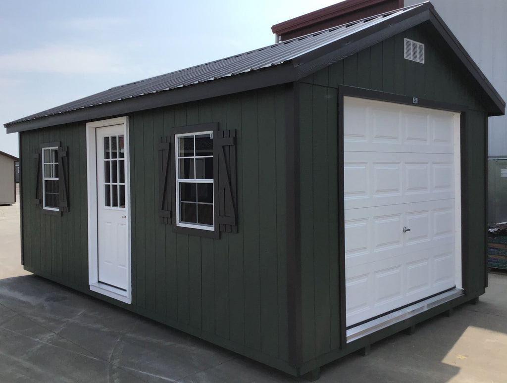 12X20 Farm Garage Storage Package With Wood Panel Siding Located in Luverne Minnesota