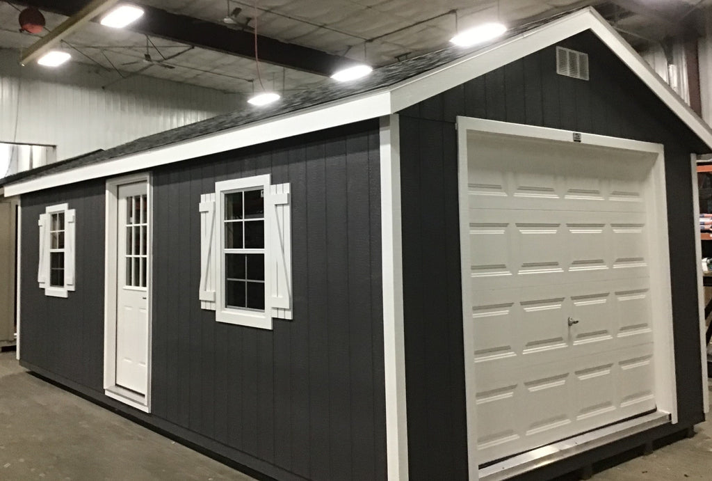12X24 Farm Garage Storage Package With Wood Panel Siding Located in Alexandria Minnesota