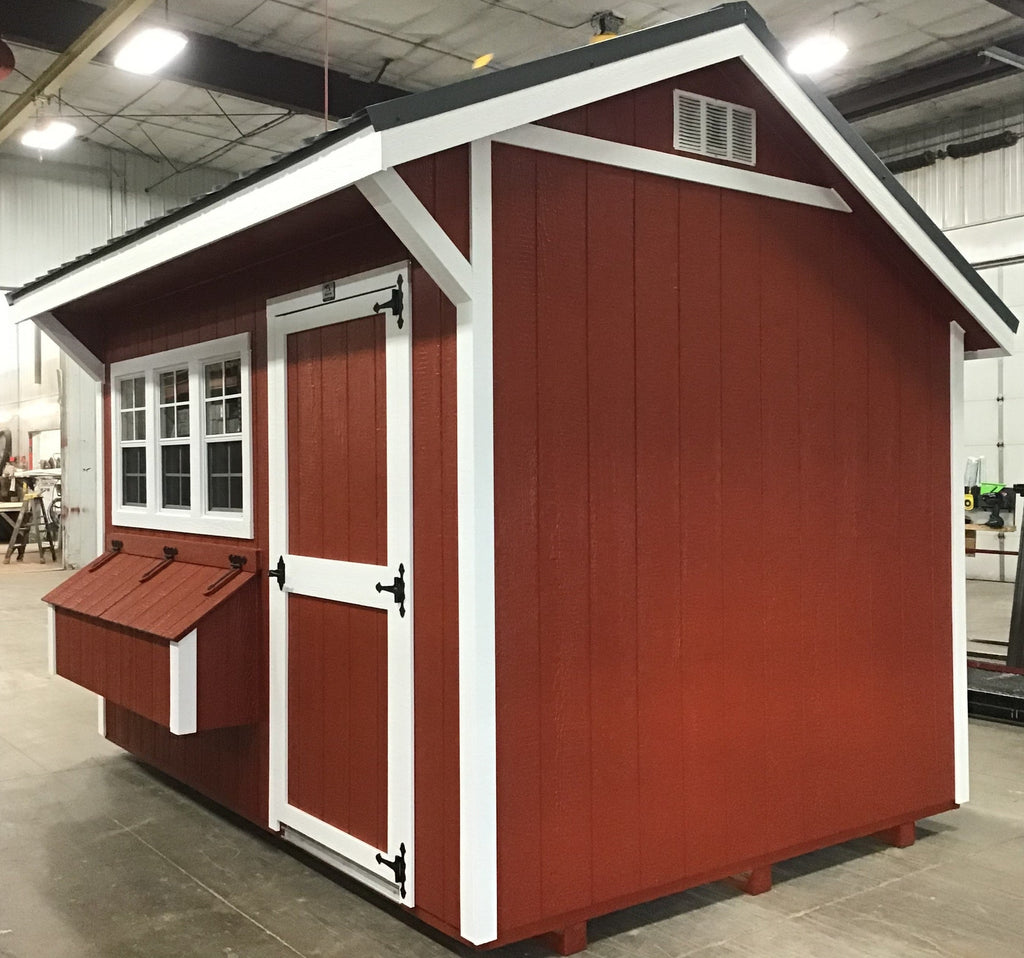 8X12 With Wood Panel Siding ** Roofline - Quaker Gable** Coop Located in Milbank South Dakota