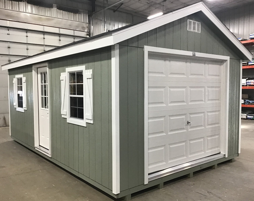 12X20 Farm Garage Storage Package With Wood Panel Siding Located in Milbank South Dakota