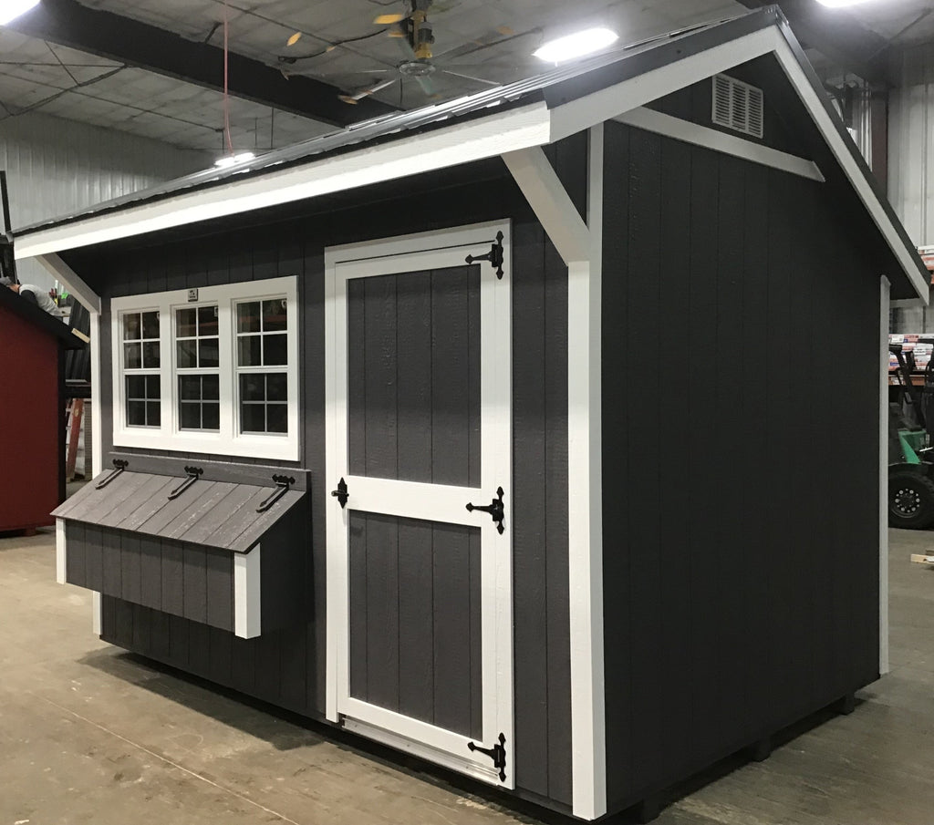8X12 Free Range Coop With Wood Panel Siding Located in Parker's Prairie Minnesota