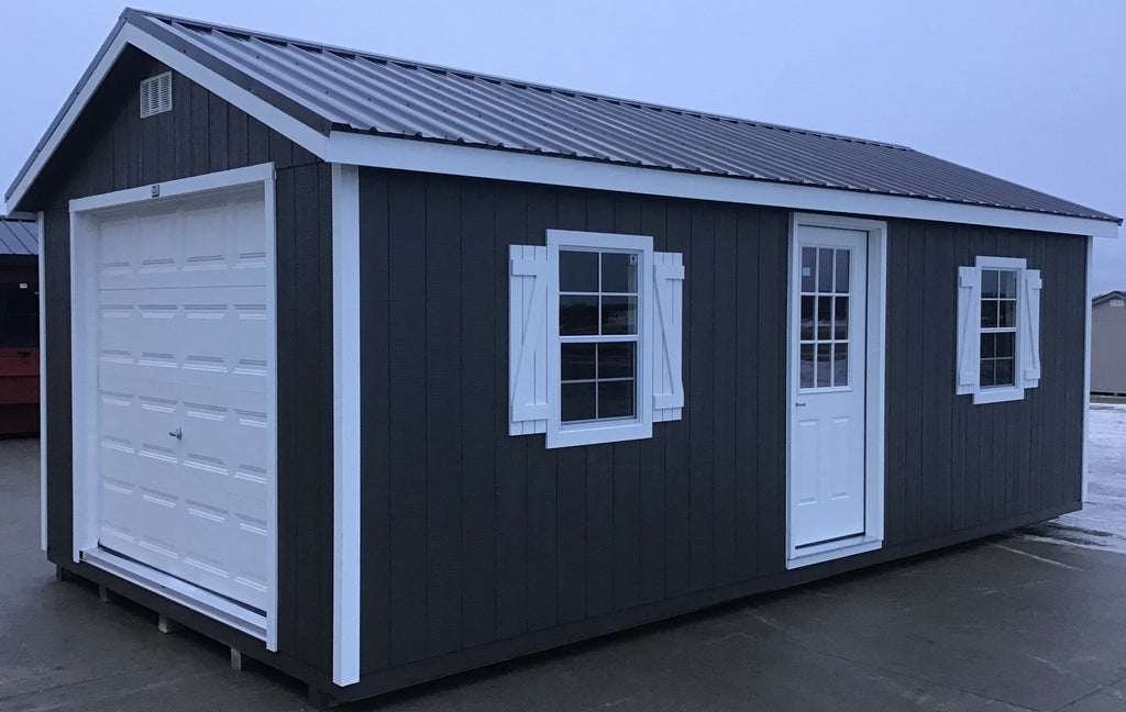 12X24 Farm Garage Storage Package With Wood Panel Siding Located in Benson Minnesota