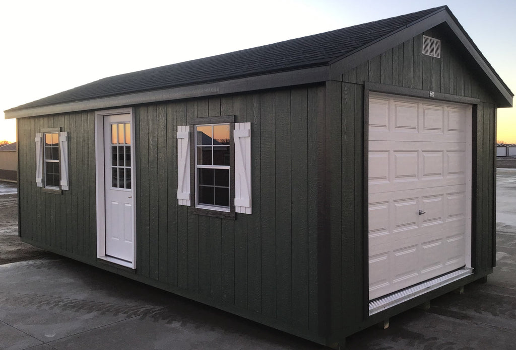 12X24 Farm Garage Storage Package With Wood Panel Siding Located in Fergus Falls Minnesota