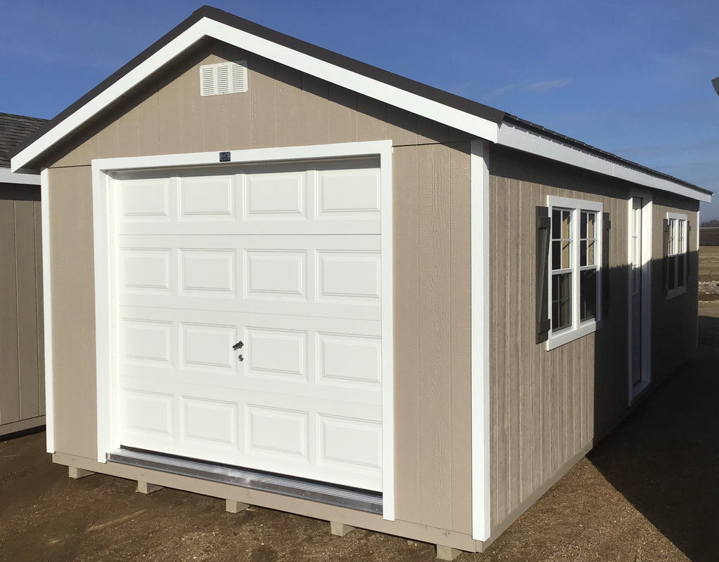 12X28 Farm Garage Storage Package With Wood Panel Siding Located Ham Lake Minnesota