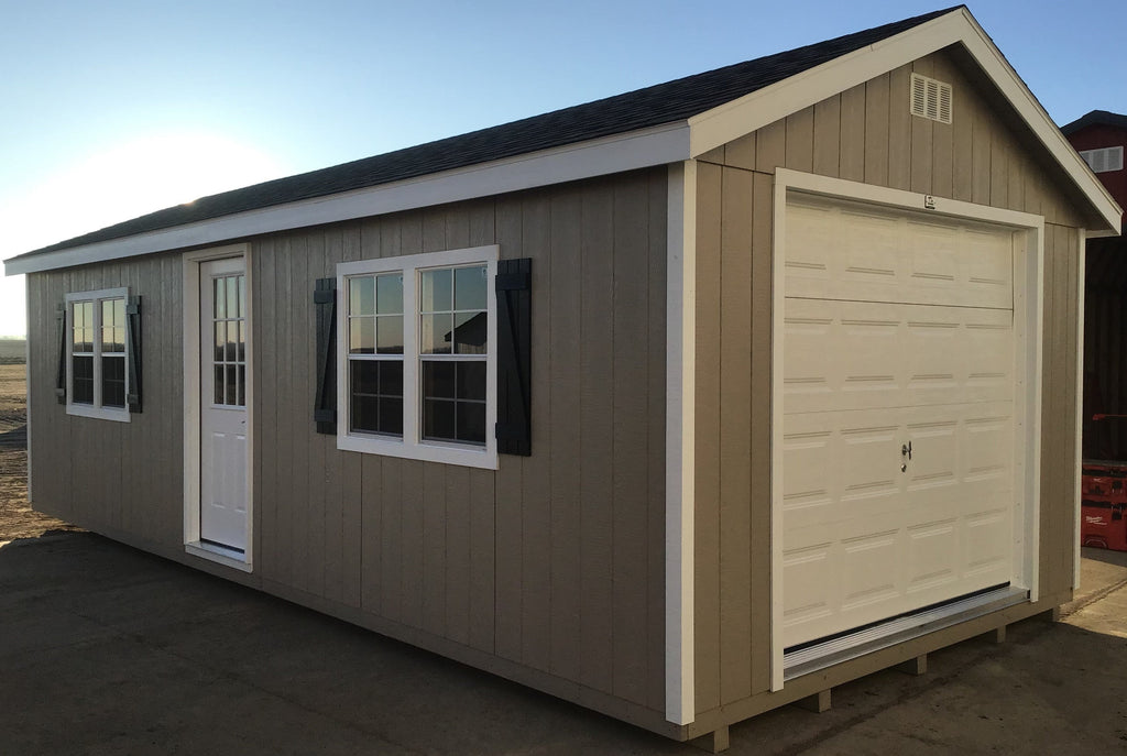 12X28 Farm Garage Storage Package With Wood Panel Siding Located in Kimball Minnesota