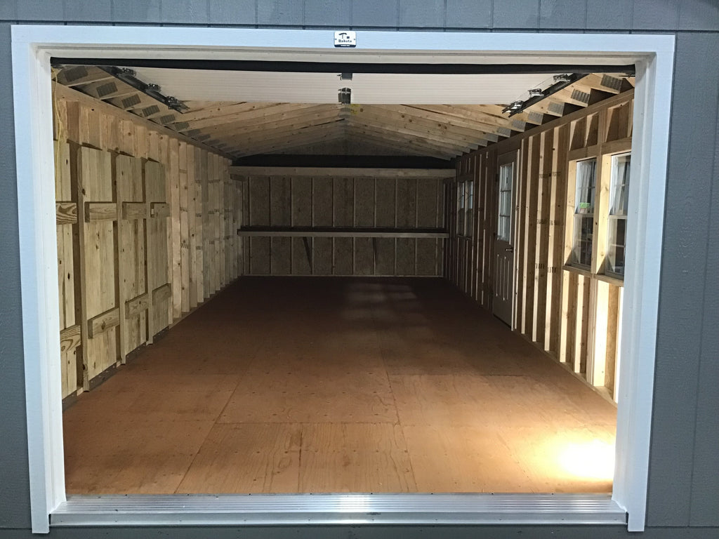 14X32 Farm Garage Storage Package With Wood Panel Siding Located in Mankato Minnesota