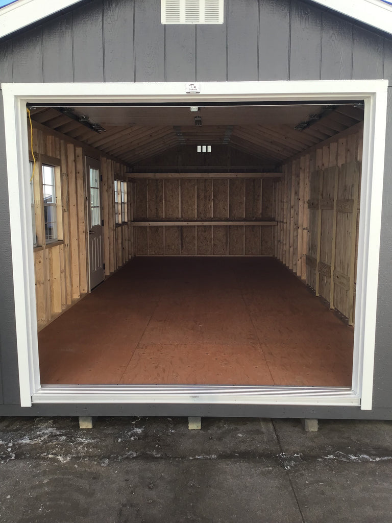 12X28 Farm Garage Storage Package With Wood Panel Siding Located in Morris Minnesota