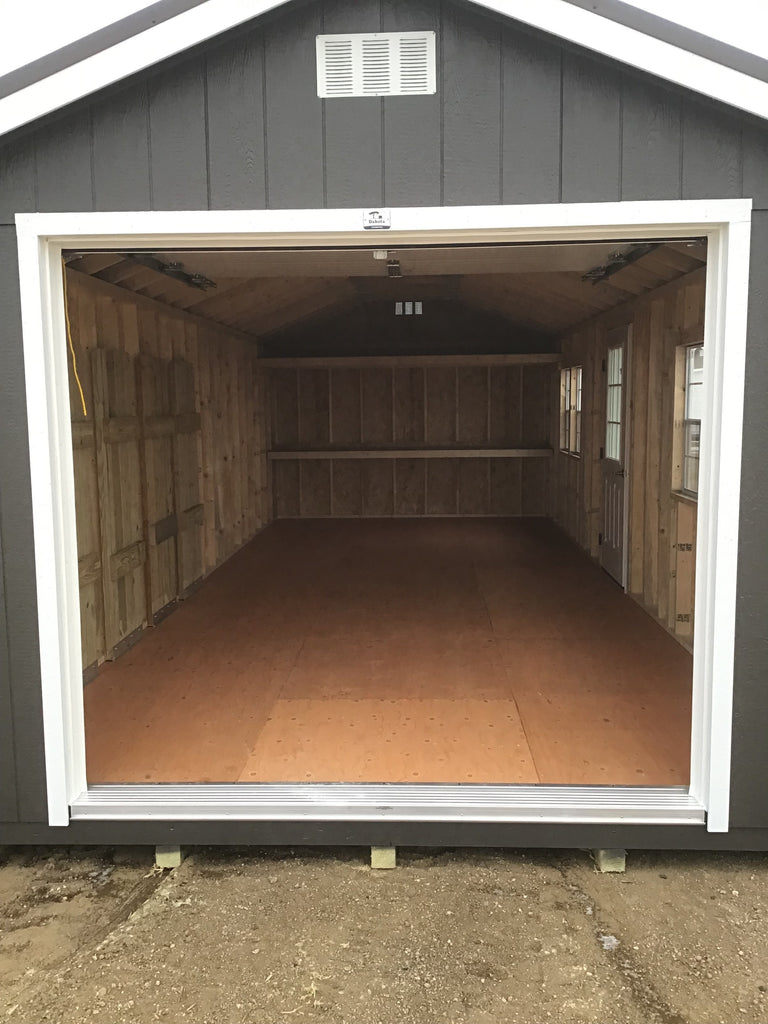 12X28 Farm Garage Storage Package With Wood Panel Siding Located in Breckenridge Minnesota