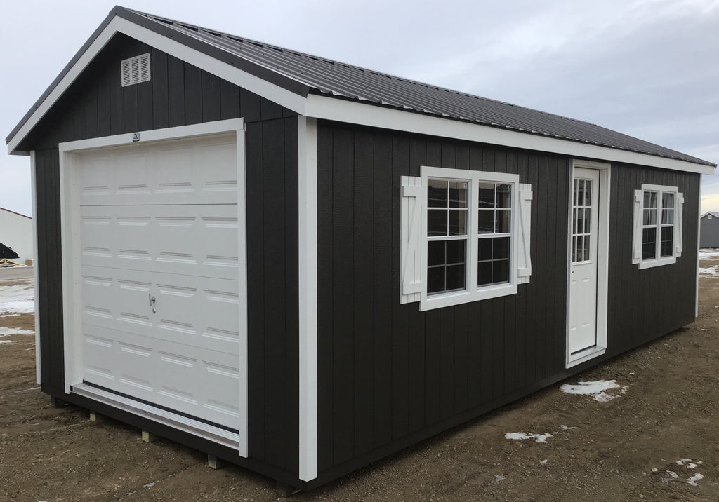 12X28 Farm Garage Storage Package With Wood Panel Siding Located in Breckenridge Minnesota