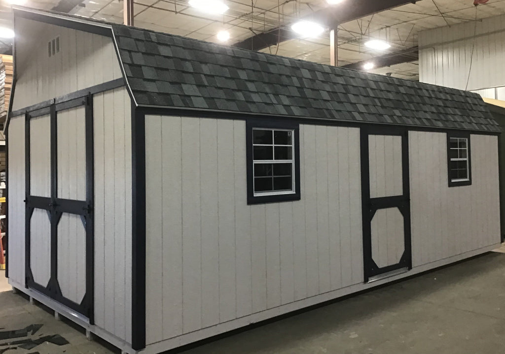 12X24 Everyday Backyard Shed Package XL With Wood Panel Siding Located in Jenkins Minnesota