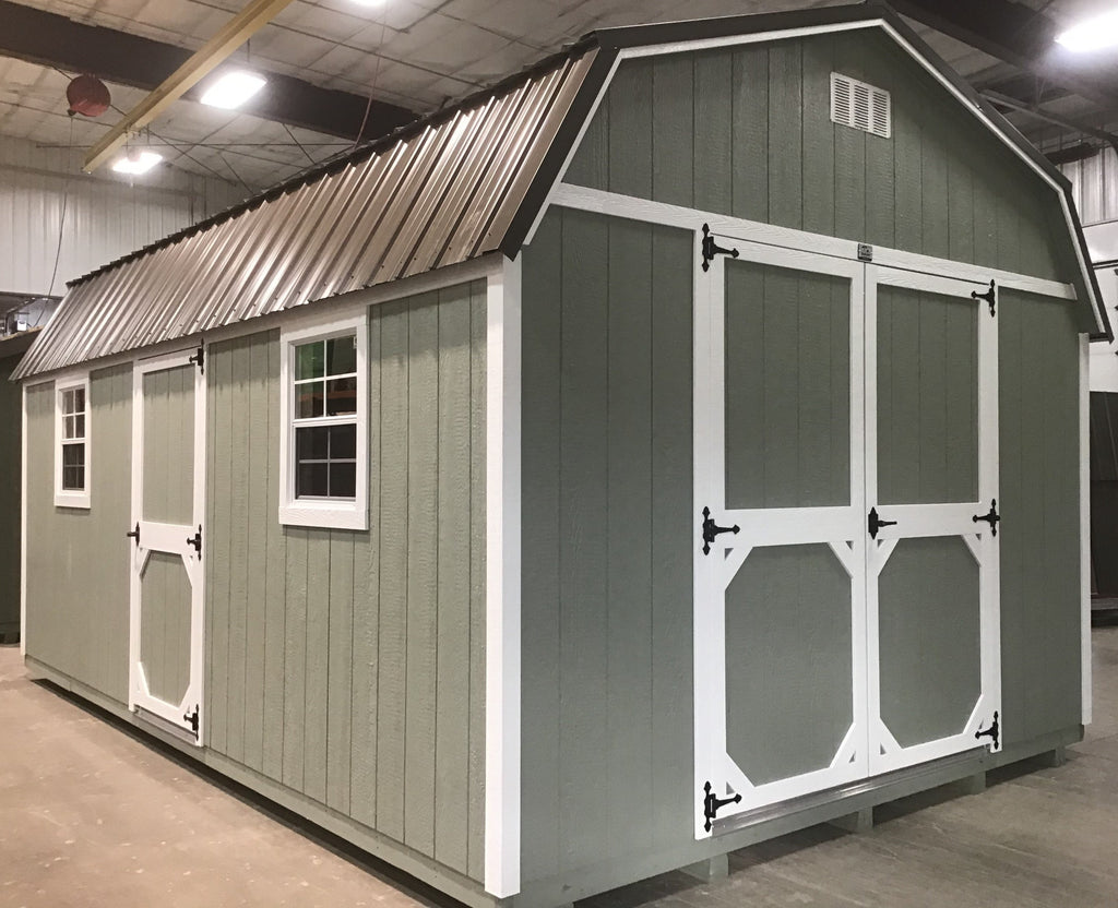 12X20 Everyday Backyard Shed Package XL With Wood Panel Siding Located in Jenkins Minnesota
