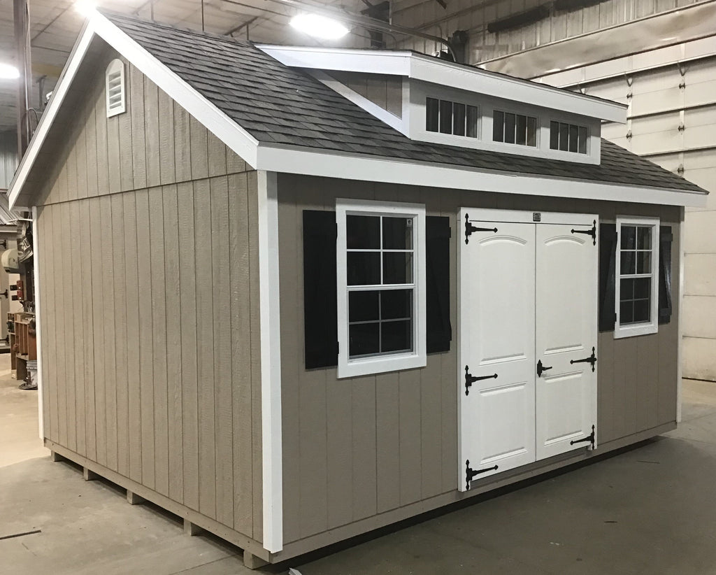 12X16 Garden Shed Package With Wood Panel Siding Located in Jenkins Minnesota