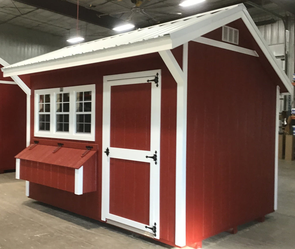 8X12 Free Range Coop With Wood Panel Siding Located in Aberdeen South Dakota