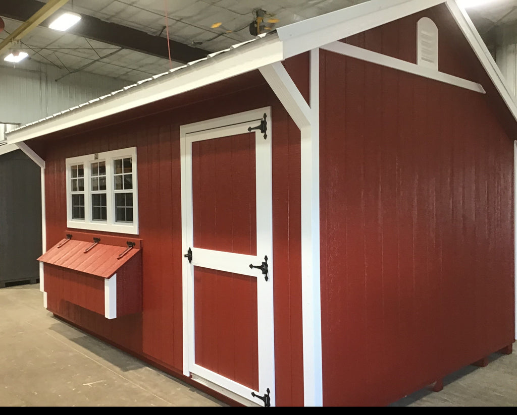 10X16 Free Range Coop With Wood Panel Siding Located in Milbank South Dakota