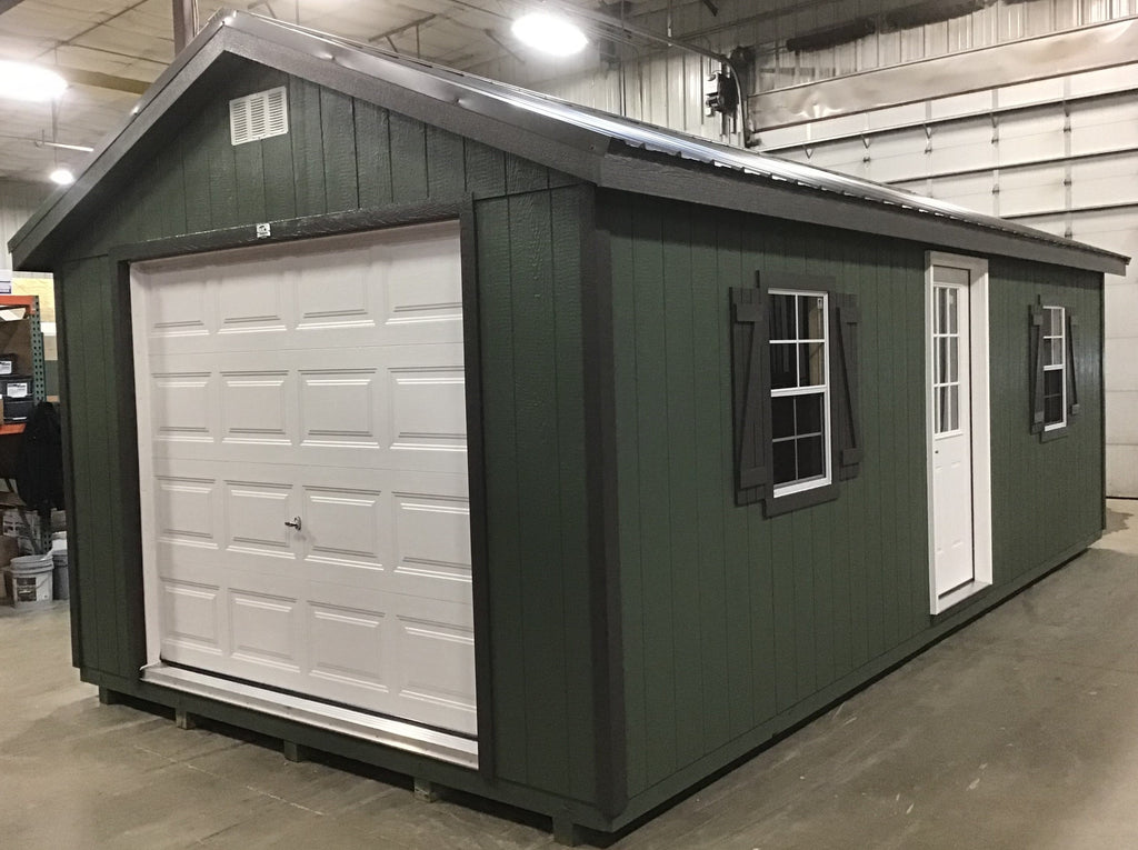 12X24 Farm Garage Storage Package With Wood Panel Siding Located in Cold Spring Minnesota