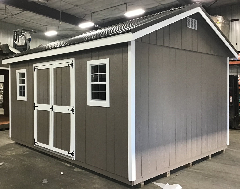 12X16 Everyday Backyard Shed Package With Wood Panel Siding Located in Jenkins Minnesota