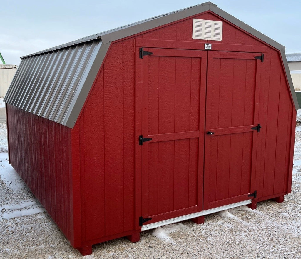 10X12 Utility Low Barn Wood Panel Shed Located in Cold Spring Minnesota