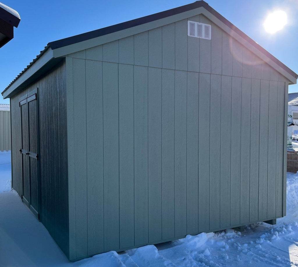 12X16 Utility Ranch Wood Panel Shed Located in St. Cloud Minnesota
