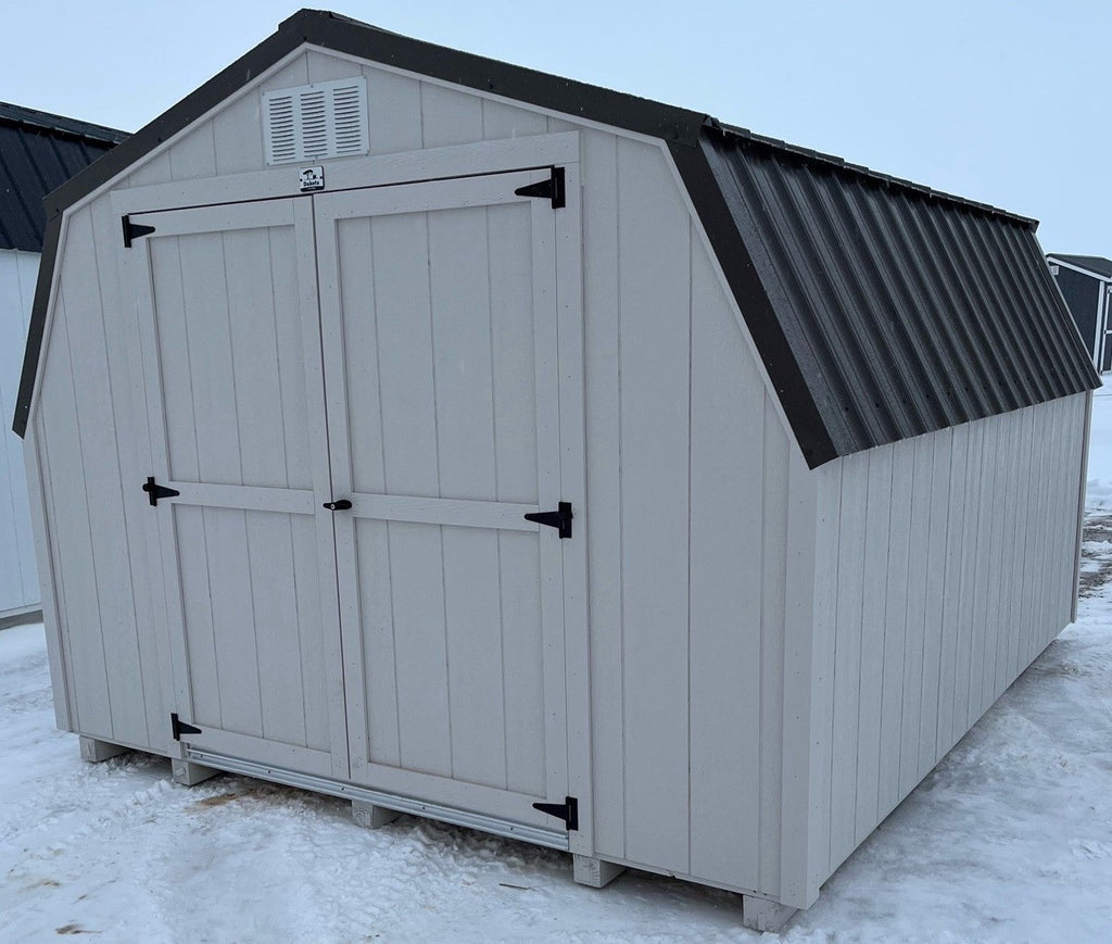 10X12 Utility Low Barn Wood Panel Shed Located in New Ulm Minnesota