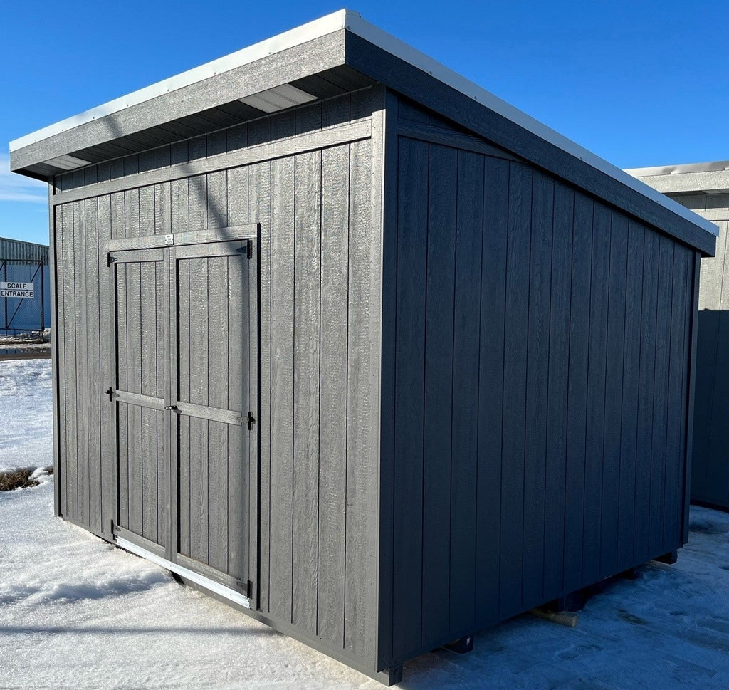 10X12 Utility Skillion Wood Panel Shed Located in Delano Minnesota