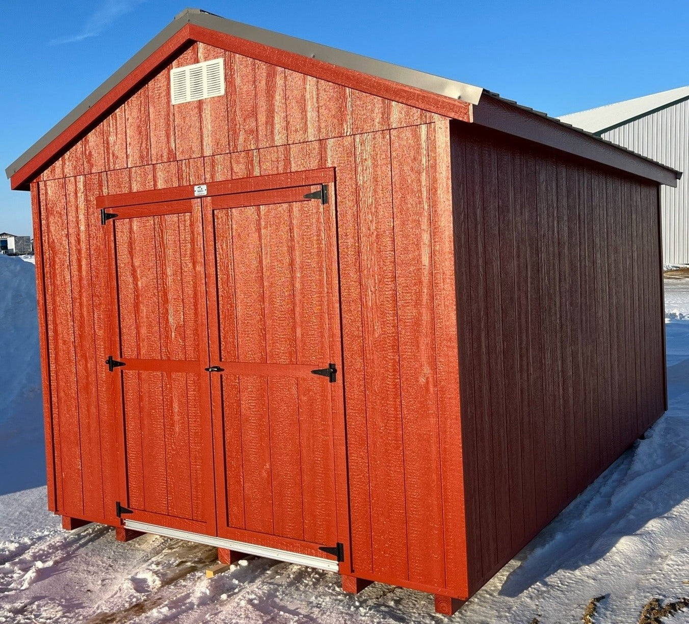 10X16 Utility Ranch Wood Panel Shed Located in Benson Minnesota