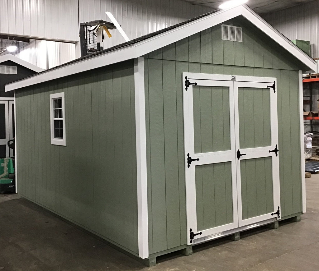 10X16 Everyday Backyard Shed Package with Wood Panel Siding Located in Byron Minnesota