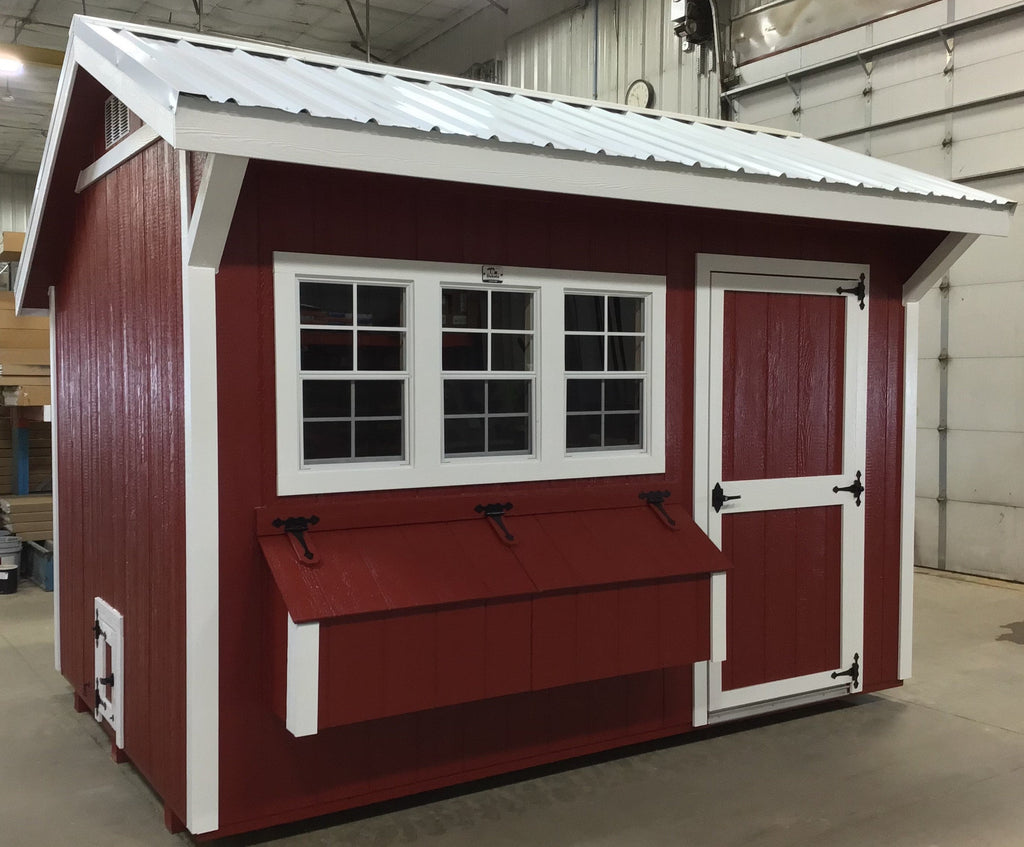 8X12 With Wood Panel Siding ** Roofline - Quaker Gable** Coop Located in Breckenridge Minnesota