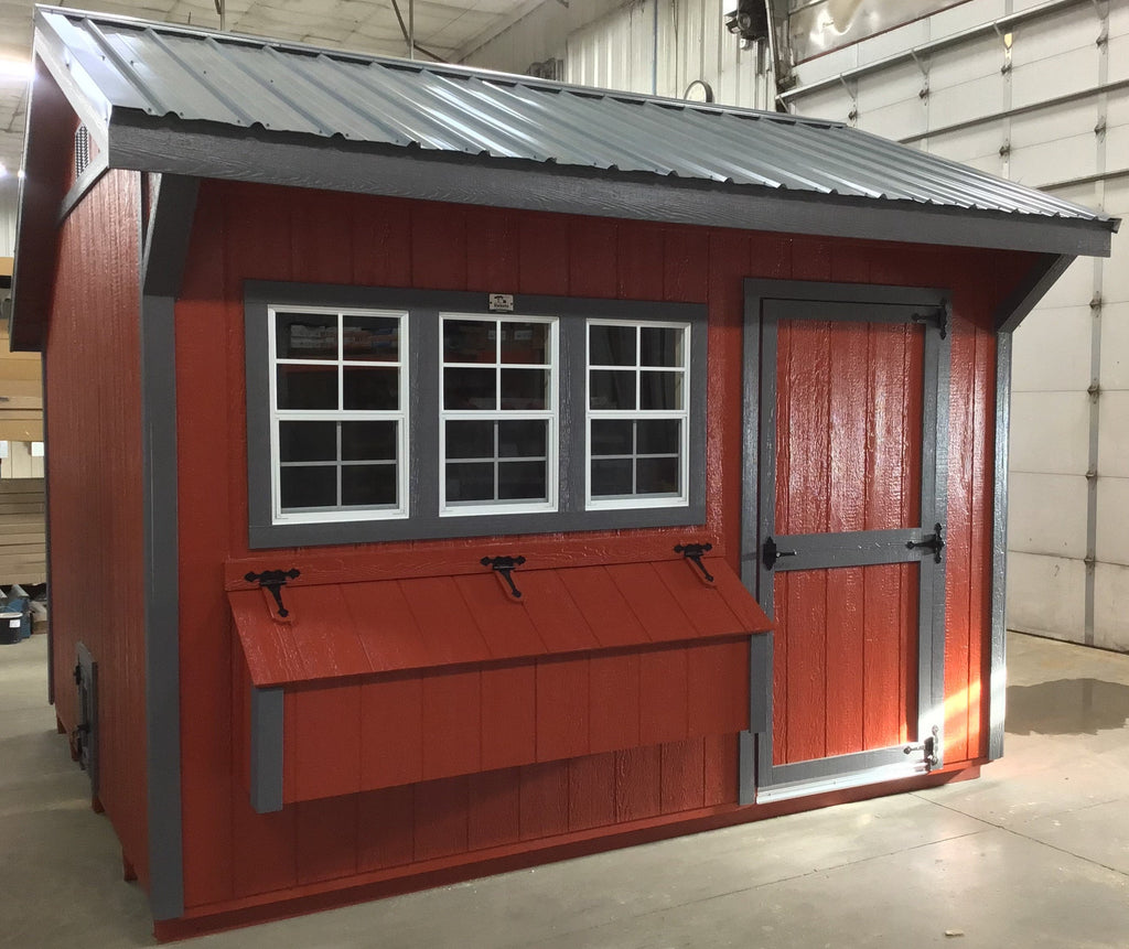 10X12 With Wood Panel Siding ** Roofline - Quaker Gable** Coop Located in Delano Minnesota