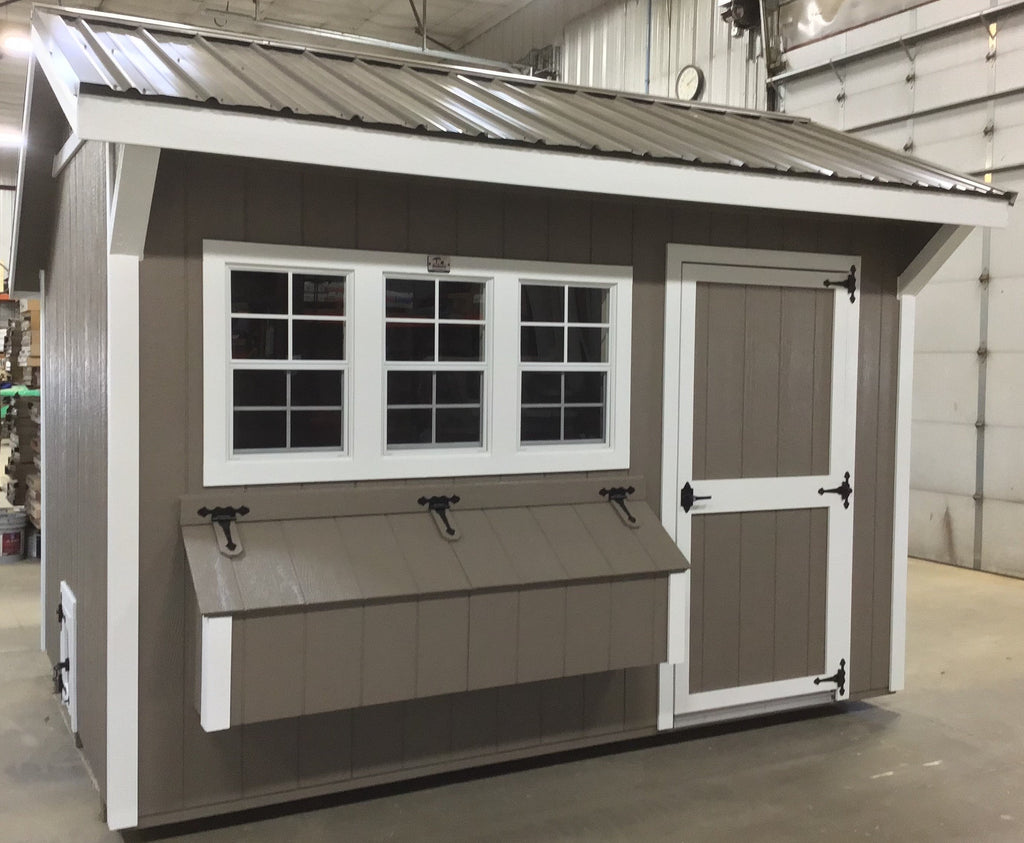 8X12 Free Range Coop With Wood Panel Siding Located in Windom Minnesota