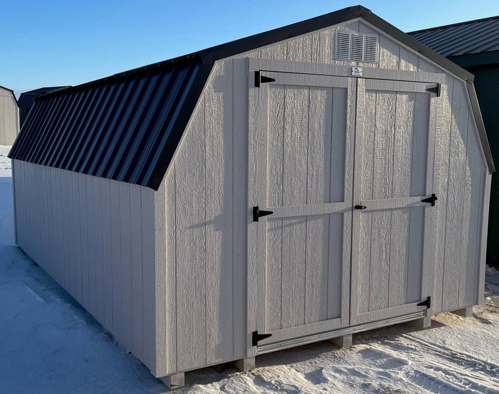 10X16 Utility Low Barn Wood Panel Shed Located in Granite Falls Minnesota