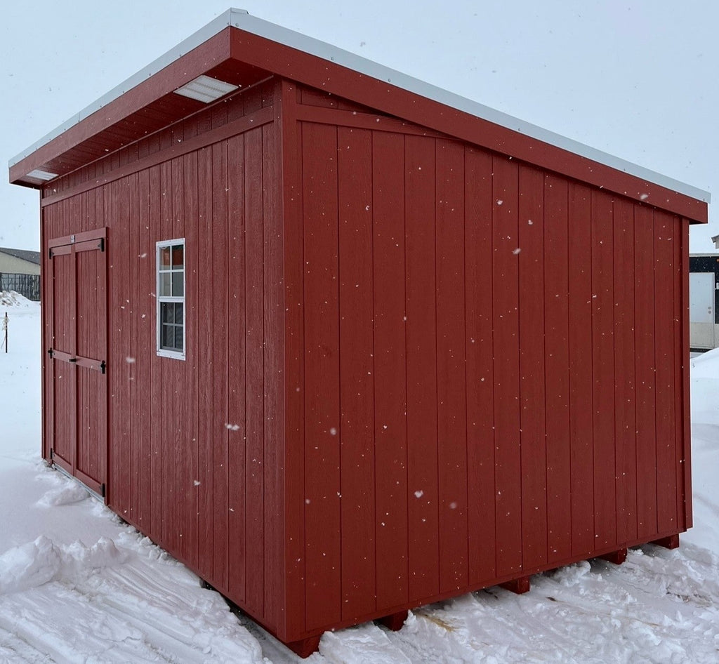 10X16 Utility Skillion Wood Panel Shed Located in Cold Spring Minnesota